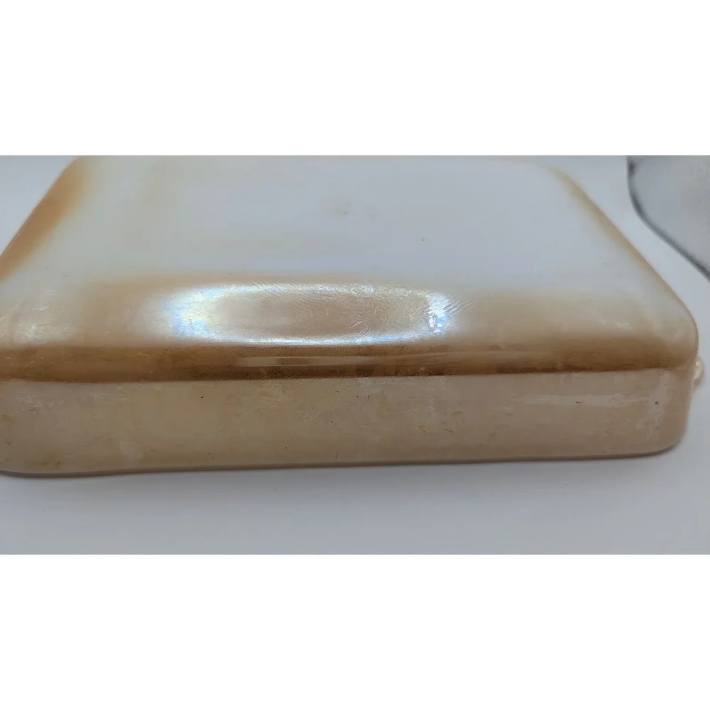 Vtg 1.5qt 432 Fire-King‎ Peach Luster Milk Glass Rectangular Baking Dish Anchor